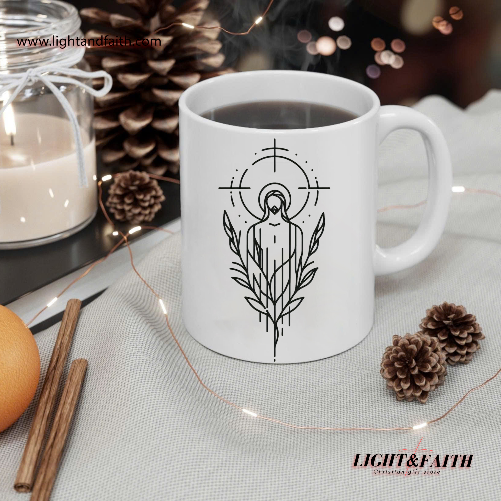 Minimalist Virgin Mary Mug, Catholic Line Art Coffee Cup, Christian Gift for Her, Marian Symbol Mug, Religious Home Decor Mug MULAF62